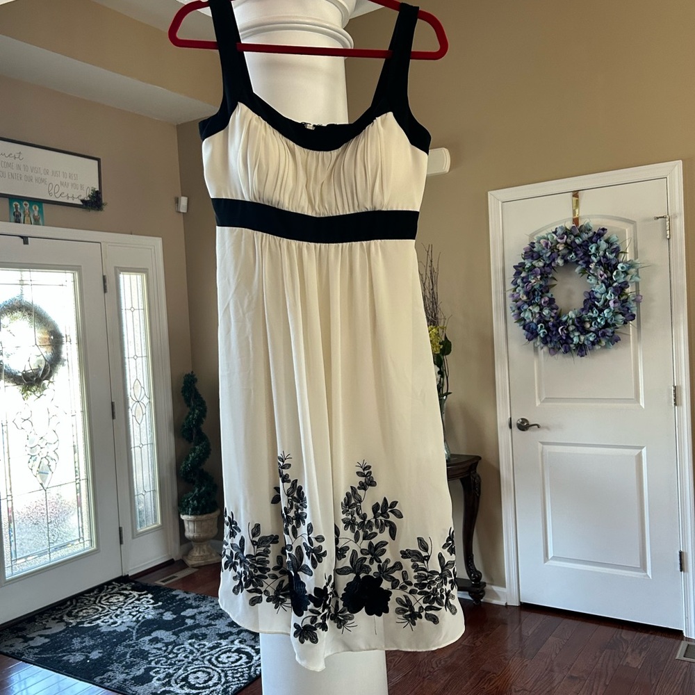 S.L. Fashions Black and White Midi Dress